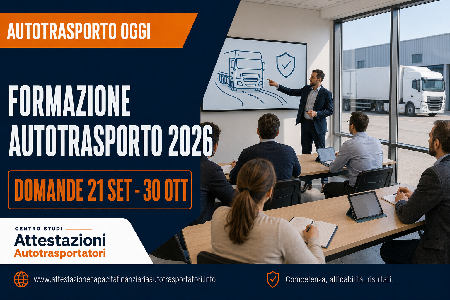 Formazione autotrasporto 2026: domande dal 21 settembre al 30 ottobre